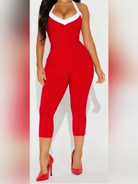 Fashion Nova Faux Leather Red Women's Jumpsuit